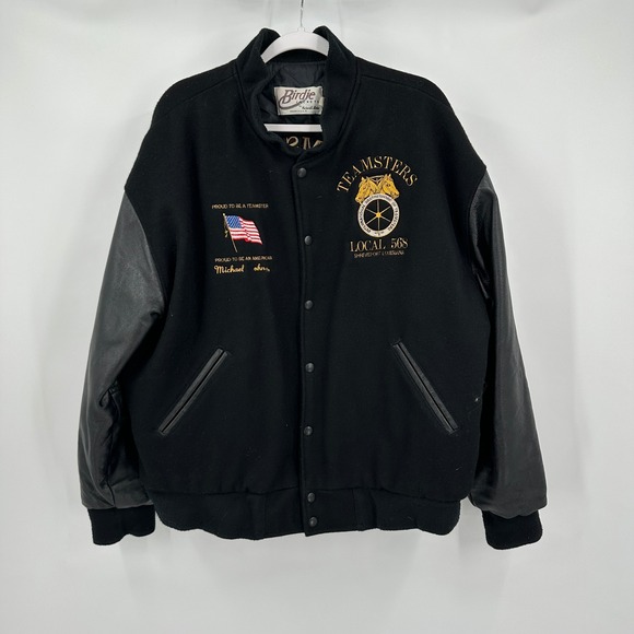 Birdies Other - Birdie Mens Jacket Size L Vintage Teamsters Local 568 Wool Leather Varsity Union